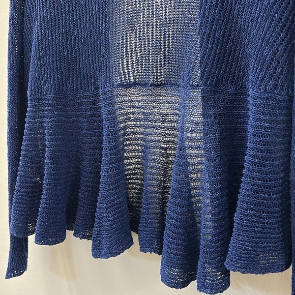 Eileen Fisher  Blue Open-Front Cardigan - large - open knit - cotton/linen - Picture 6 of 6
